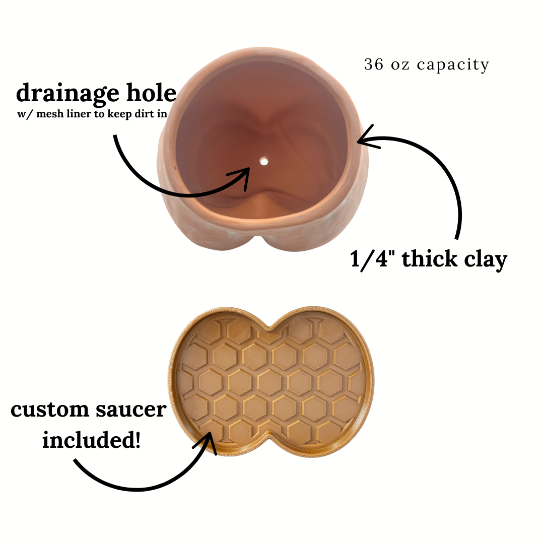 6" butt terracotta planter