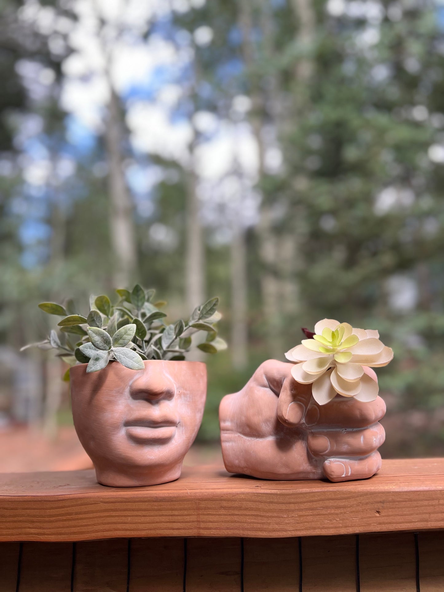 Face + Fist Bundle | Set of 2 Terracotta Planters
