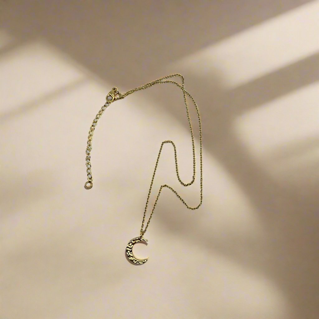 gold plated crescent moon necklace for women and kids