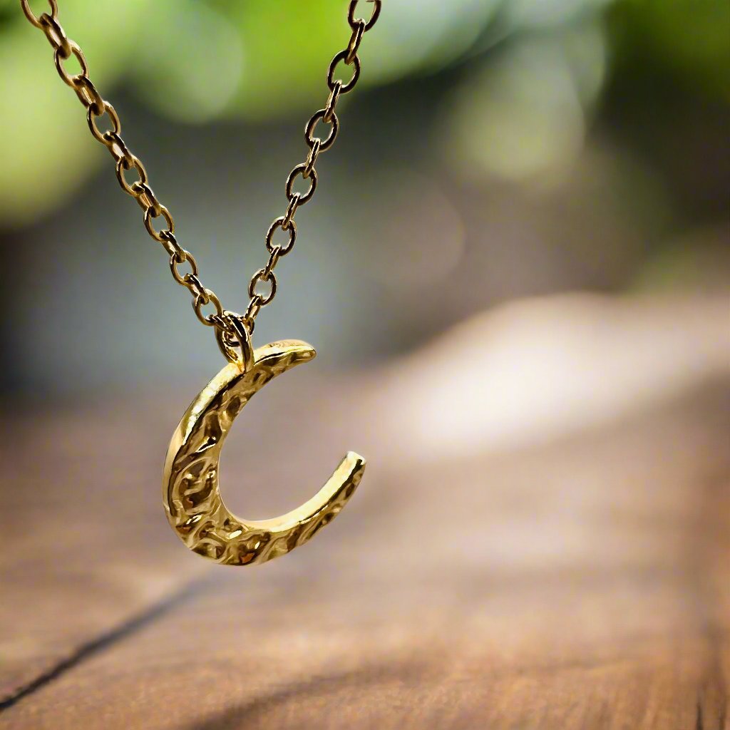 crescent moon necklace gold plated