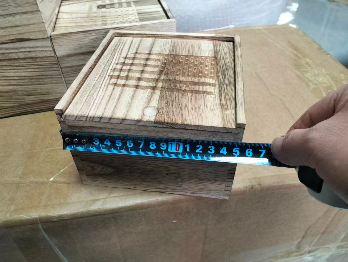 Engraved Wooden Gift Box for Men – Rustic Flag Design | Perfect for Groomsmen, Dad, or Outdoor Gift Sets | Simply Supplied Co