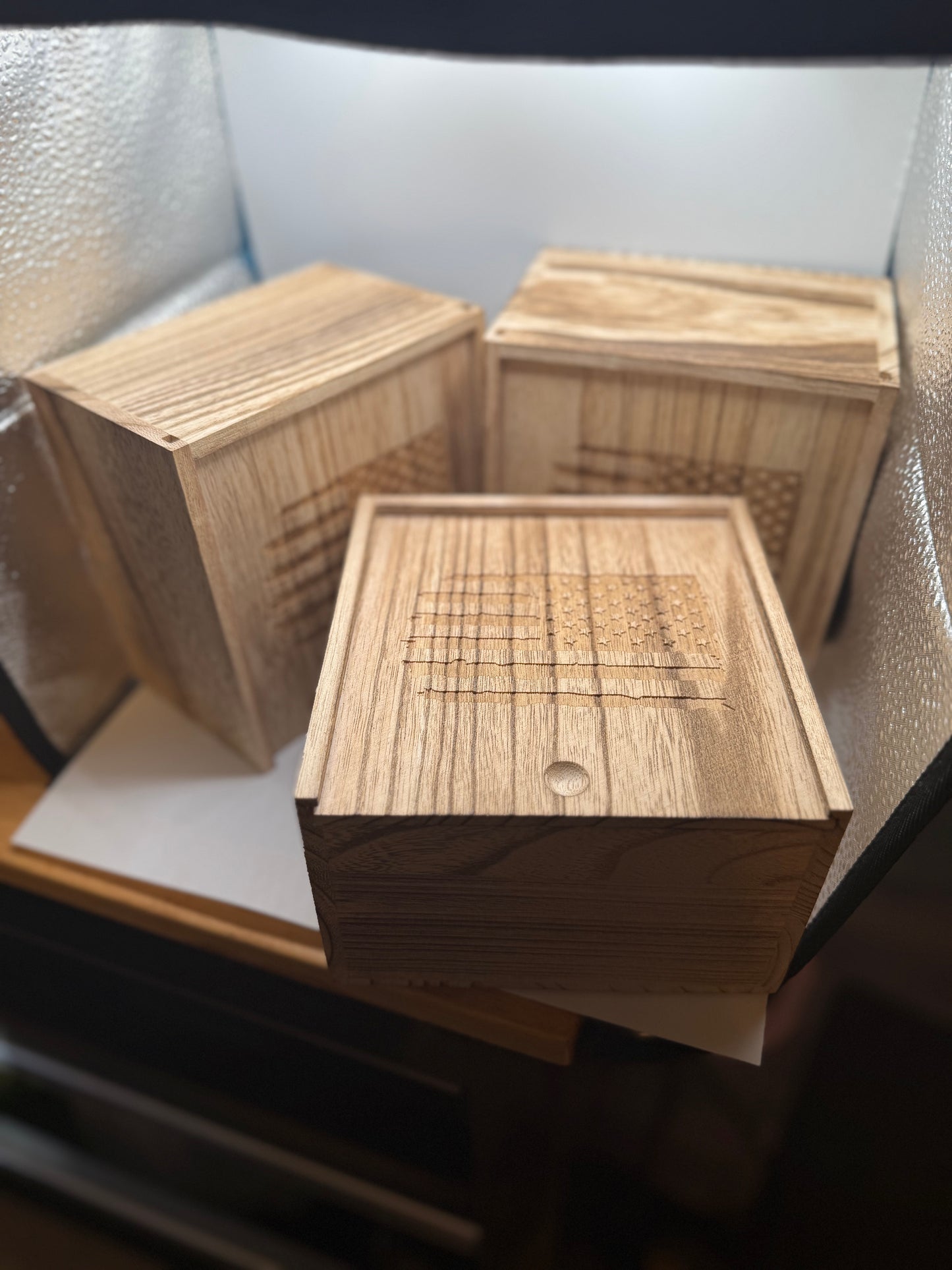 Engraved Wooden Gift Box for Men – Rustic Flag Design | Perfect for Groomsmen, Dad, or Outdoor Gift Sets | Simply Supplied Co