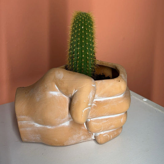 Make a Fist - natural terracotta planter