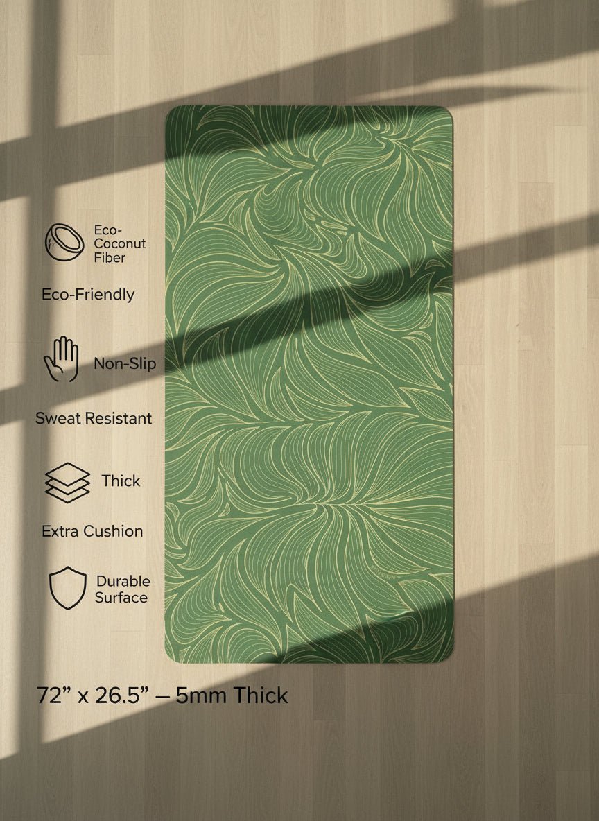 Organic Yoga Mat: Non-Slip, Sweat-Resistant | Extra Long and Wide | Includes Custom Fit Bag