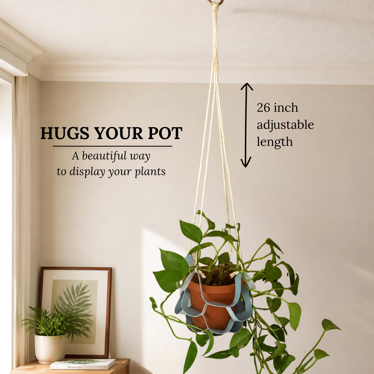 Vegan Leather Plant Hanger | Adjustable Hanging Planter Holder