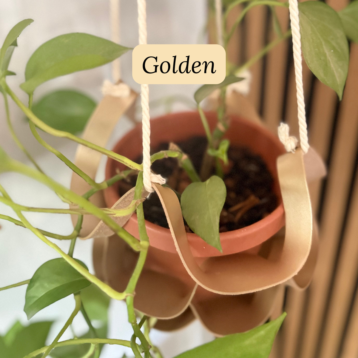 Vegan Leather Plant Hanger | Adjustable Hanging Planter Holder