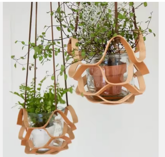 Vegan Leather Plant Hanger | Adjustable Hanging Planter Holder