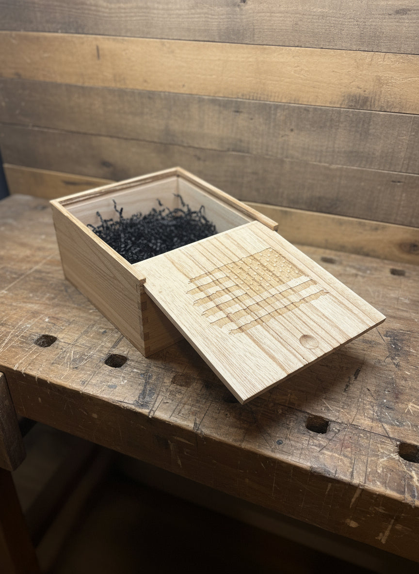 Wooden tea box with intricate design on a white background