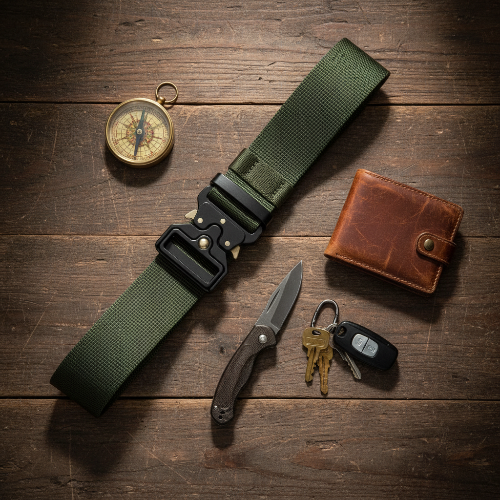 Tactical Belt| Heavy-Duty Men’s Belt w/ Quick-Release Buckle | Adjustable Military-Style Belt | Durable Gift for Hunters, Dads, Men