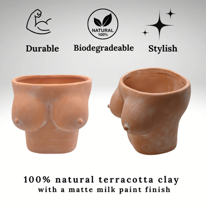 5" terracotta boobies planter
