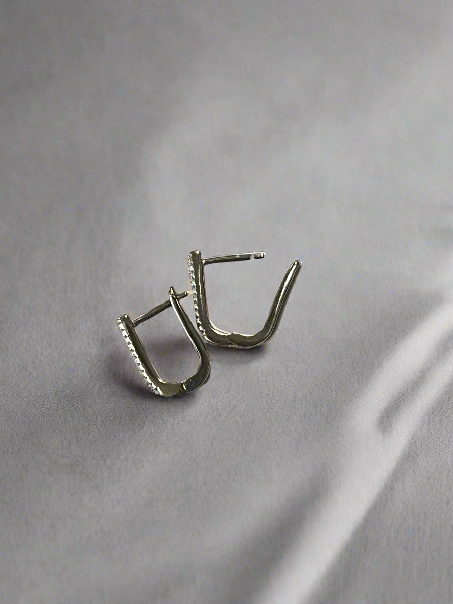 Minimalist Huggie Hoop Earrings, Small, Stackable, Turquoise Inlay, Hinged Backing, Mini Hypoallergenic