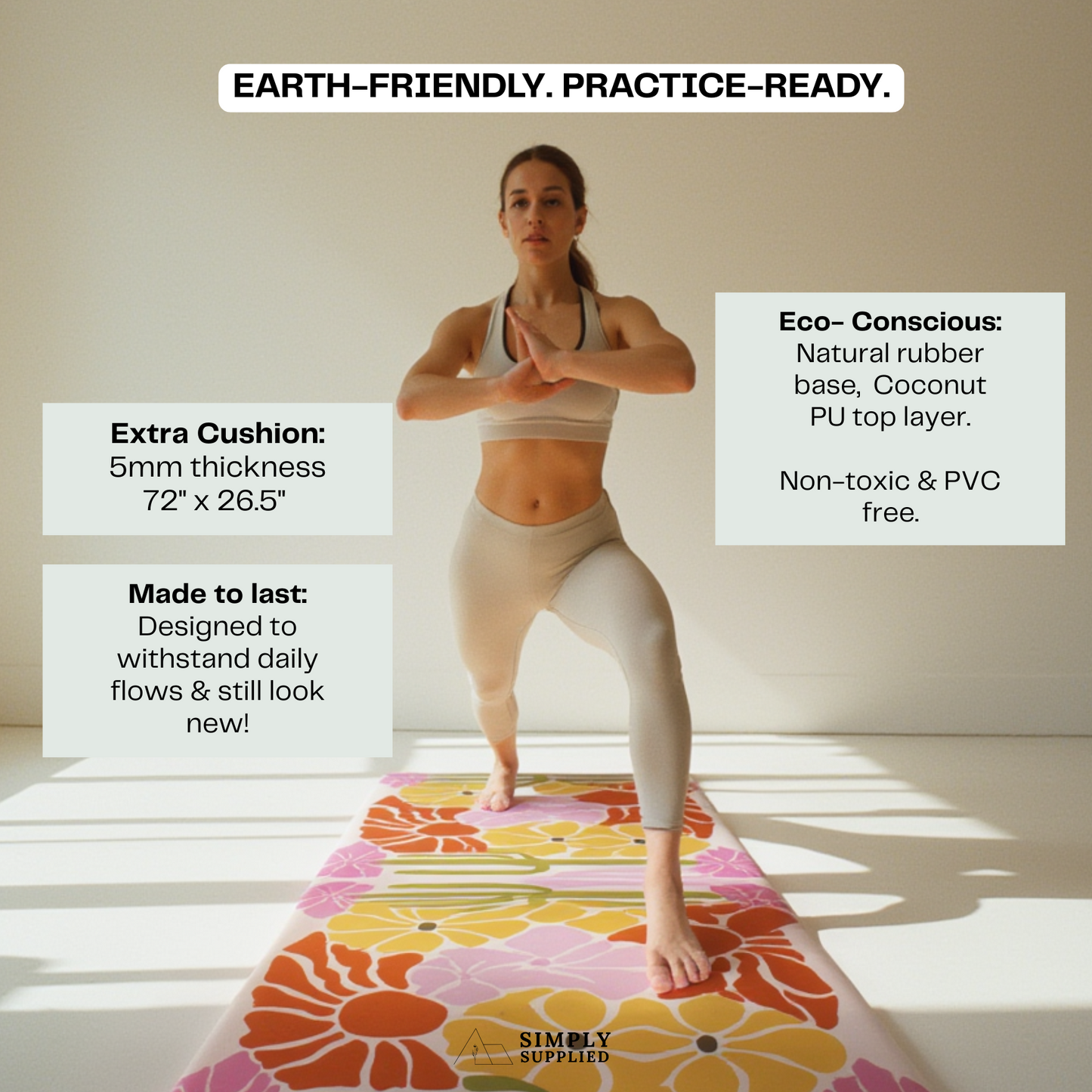 SUNDARA Yoga Mat | Non-Slip, Sweat Resistant |