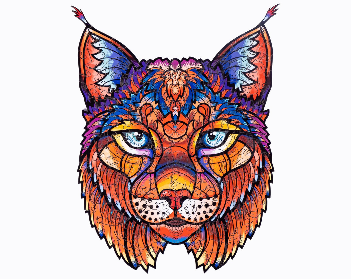 MYSTERIOUS LYNX PUZZLE -Wooden Borderless Puzzles - Thick Laser Cut - Intricate, Colorful, Detailed and Unique